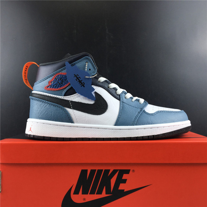 Facetasm x Jordan 1 Mid Fearless Blue White  CU2802-100